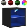 TV staliukas Sieninė TV spintelė su LED lemputėmis, juoda, 30x28,5x30cm