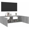 TV staliukas Sieninė TV spintelė su LED lemputėmis, pilka, 100x35x31cm