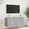 TV staliukas Sieninė TV spintelė su LED lemputėmis, pilka, 100x35x41cm