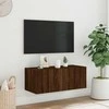TV staliukas Sieninė TV spintelė su LED lemputėmis, ruda ąžuolo, 80x35x31cm