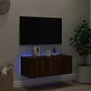 TV staliukas Sieninė TV spintelė su LED lemputėmis, ruda ąžuolo, 80x35x31cm