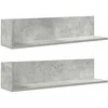 Sieninės lentynos, 2vnt., betono, 75x16,5x16,5cm, mediena