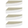 Sieninės lentynos, 4vnt., baltos/ąžuolo, 25x25x3,8cm, MDF