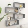 Sieninės lentynos, 4vnt., betono, 60x15x23cm, apdirbta mediena