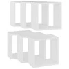 Sieninės lentynos, 6vnt., baltos, 26x15x26cm, kubo formos