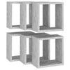 Sieninės lentynos, 6vnt., pilkos, 30x15x30cm, kubo formos
