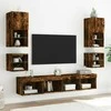 TV staliukas Sieninės naktinės spintelės su LED, 2vnt., dūminio ąžuolo