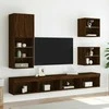 TV staliukas Sieninės naktinės spintelės su LED, 2vnt., rudos ąžuolo