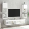 TV staliukas Sieninės naktinės spintelės su LED lemputėmis, 2vnt., baltos