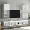 TV staliukas Sieninės naktinės spintelės su LED lemputėmis, 2vnt., baltos