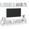 TV staliukas Sieninės televizoriaus spintelės, 4vnt., baltos, 100x30x30cm