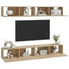 TV staliukas Sieninės televizoriaus spintelės, 4vnt., ąžuolo, 100x30x30cm