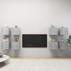 TV staliukas Sieninės televizoriaus spintelės, 8vnt., pilkos, 30,5x30x30cm