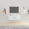 TV staliukas Sieninės TV spintelės, 2vnt., baltos, 40x34,5x40cm, blizgios