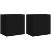 TV staliukas Sieninės TV spintelės, 2vnt., juodos, 40,5x30x40cm, mediena