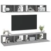TV staliukas Sieninės TV spintelės, 4vnt., pilkos ąžuolo, 100x30x30cm
