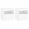TV staliukas Sieninės TV spintelės su LED, 2vnt., baltos, 40x30x40cm