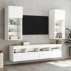 TV staliukas Sieninės TV spintelės su LED, 2vnt., baltos, 40x30x40cm