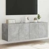 TV staliukas Sieninės TV spintelės su LED, 2vnt., betono pilkos, 60x35x41cm