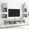 TV staliukas Sieninės TV spintelės su LED, 2vnt., betono, 30x28,5x30cm