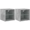TV staliukas Sieninės TV spintelės su LED, 2vnt., betono, 30x28,5x30cm