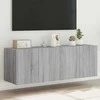 TV staliukas Sieninės TV spintelės su LED, 2vnt., pilkos ąžuolo, 60x35x41cm