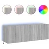 TV staliukas Sieninės TV spintelės su LED, 2vnt., pilkos ąžuolo, 60x35x41cm