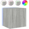 TV staliukas Sieninės TV spintelės su LED, 2vnt., pilkos, 40,5x35x40cm