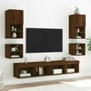 TV staliukas Sieninės TV spintelės su LED, 2vnt., rudos ąžuolo, 30x28,5x30cm