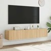 TV staliukas Sieninės TV spintelės su LED, 2vnt., sonoma ąžuolo, 80x35x31cm