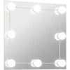 Sieninis veidrodis su LED lemputėmis, kvadratinis, stiklas