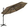 Sodo skėtis su aliuminio stulpu, taupe, 3x3m, 4 aukščių