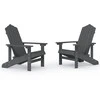 Sodo Adirondack kėdės, 2vnt., antracito spalvos, HDPE