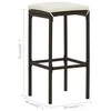 Lauko baldų komplektas Sodo baro baldų komplektas su pagalvėlėmis, 3 dalių, rudas