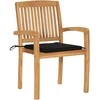 Sodo kėdės su juodomis pagalvėlėmis, 2vnt., tikmedžio masyvas