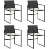 Sodo kėdės su pagalvėlėmis, 4vnt., juodos spalvos, poliratanas