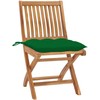 Sodo kėdės su žaliomis pagalvėlėmis, 2vnt., tikmedžio masyvas