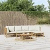 Lauko baldų komplektas Sodo komplektas su kreminėmis pagalvėlėmis, 6 dalių, bambukas