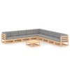 Lauko baldų komplektas Sodo komplektas su pagalvėlėmis, 10 dalių, pušies masyvas