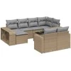 Sofa Sodo komplektas su pagalvėlėmis, 11 dalių, smėlio, poliratanas