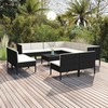 Lauko baldų komplektas Sodo komplektas su pagalvėlėmis, 12 dalių, juodas, poliratanas
