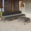 Lauko baldų komplektas Sodo komplektas su pagalvėlėmis, 5 dalių, pilkas, poliratanas