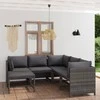 Lauko baldų komplektas Sodo komplektas su pagalvėlėmis, 6 dalių, pilkas, poliratanas