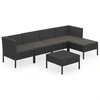 Lauko baldų komplektas Sodo komplektas su pagalvėlėmis, 6 dalių, juodas, poliratanas