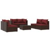 Lauko baldų komplektas Sodo komplektas su pagalvėlėmis, 7 dalių, rudas, poliratanas