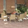 Lauko baldų komplektas Sodo komplektas su pagalvėlėmis, 7 dalių, smėlio, poliratanas