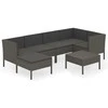 Lauko baldų komplektas Sodo komplektas su pagalvėlėmis, 7 dalių, pilkas, poliratanas