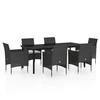 Lauko baldų komplektas Sodo komplektas su pagalvėlėmis, 7 dalių, juodos spalvos