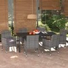 Lauko baldų komplektas Sodo komplektas su pagalvėlėmis, 7 dalių, pilkas, poliratanas