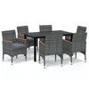 Lauko baldų komplektas Sodo komplektas su pagalvėlėmis, 7 dalių, pilkas, poliratanas